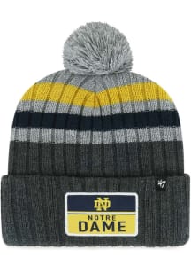 47 Notre Dame Fighting Irish Grey Stack Cuff Pom Mens Knit Hat