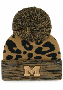 47 Michigan Wolverines Brown Rosette Cuff Womens Knit Hat