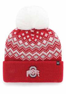 47 Ohio State Buckeyes Red Elsa Cuff Knit Womens Knit Hat