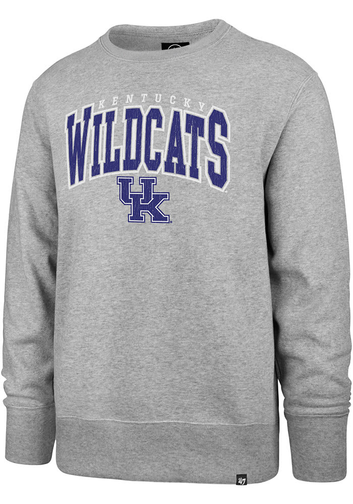 47 Kentucky Wildcats Mens Grey Varisity Block Headline Long Sleeve Fashion Sweatshirt