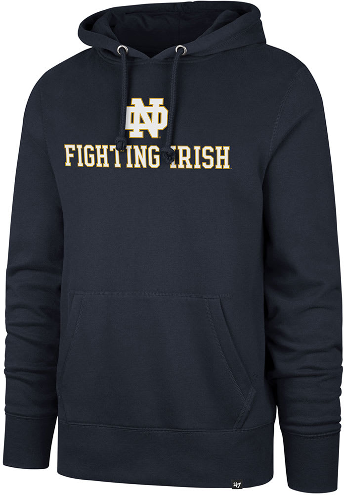 47 Notre Dame Fighting Irish Mens Navy Blue Slogan Headline Fashion Hood