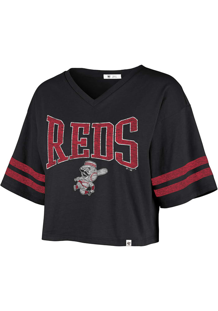 47 Cincinnati Reds Womens Black Sporty Short Sleeve T-Shirt