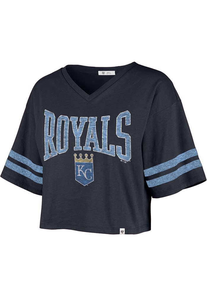 Kansas City Royals 47 Brand Women Blue Primetime Long Sleeve Hooded T-Shirt