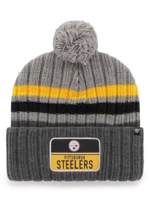 47 Pittsburgh Steelers Grey Stack Cuff Mens Knit Hat