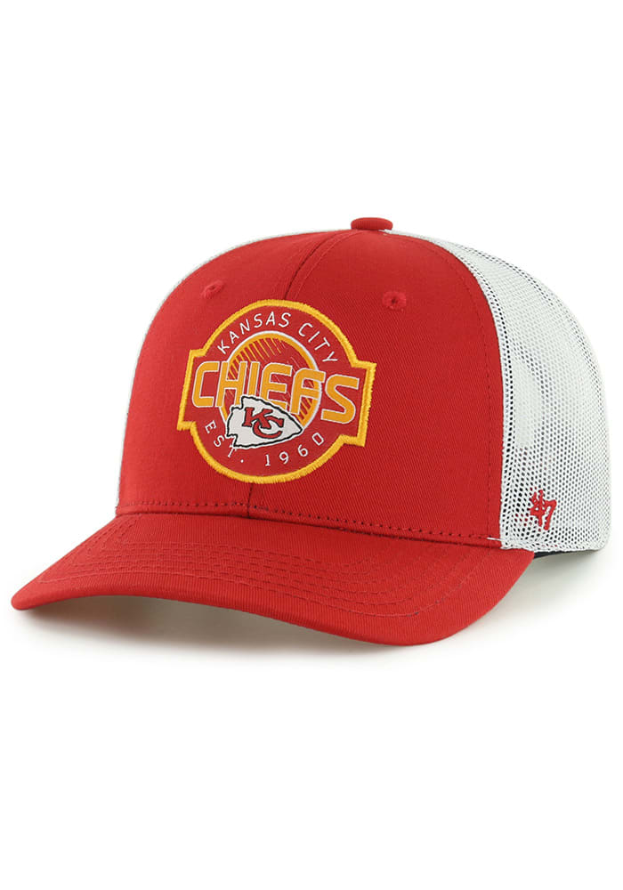 Youth '47 Red/White Kansas City Chiefs Scramble Adjustable Trucker Hat