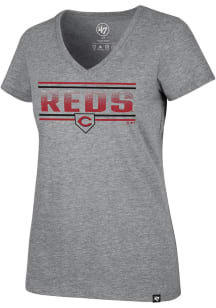 47 Cincinnati Reds Womens Grey Rival Short Sleeve T-Shirt
