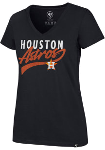 47 Houston Astros Womens Navy Blue Glitter Rush Short Sleeve T-Shirt