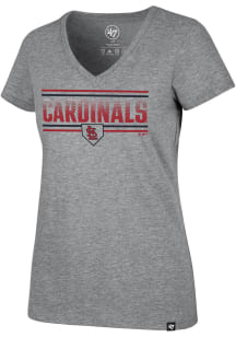 47 St Louis Cardinals Womens Grey Double Dazzle Short Sleeve T-Shirt