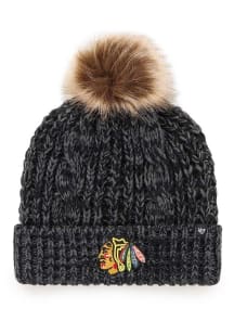 47 Chicago Blackhawks Black Meeko Cuff Pom Womens Knit Hat