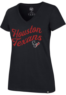 47 Houston Texans Womens Navy Blue Bedazzle Short Sleeve T-Shirt