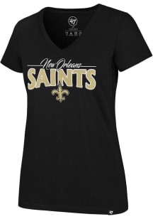 47 New Orleans Saints Womens Black Glimmer Short Sleeve T-Shirt