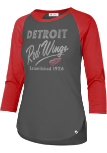 47 Detroit Red Wings Womens Charcoal High Rise LS Tee