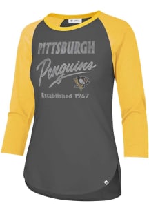 47 Pittsburgh Penguins Womens Charcoal High Rise LS Tee