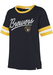 47 Milwaukee Brewers Womens Navy Blue Dani Short Sleeve T-Shirt