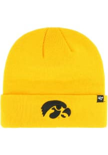 47 Iowa Hawkeyes Yellow Raised Cuff Knit Mens Knit Hat