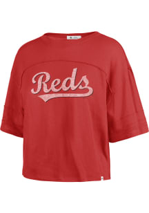 47 Cincinnati Reds Womens Red Wordmark Short Sleeve T-Shirt