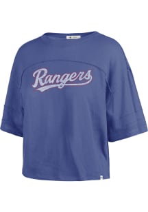 47 Texas Rangers Womens Blue Wordmark Short Sleeve T-Shirt