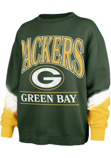 47 Green Bay Packers Womens Green Sleeve Dye Crew Sweatshirt