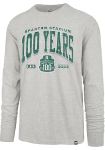 47 Michigan State Spartans Grey 100th Stadium Anniversary Long Sleeve Fashion T Shirt