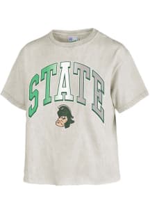 47 Michigan State Spartans Womens White Mineral Crop Short Sleeve T-Shirt