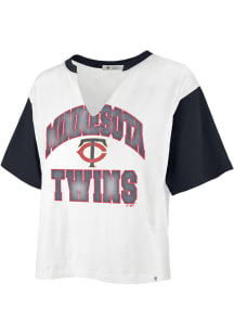 47 Minnesota Twins Womens White Dolly Crop Short Sleeve T-Shirt
