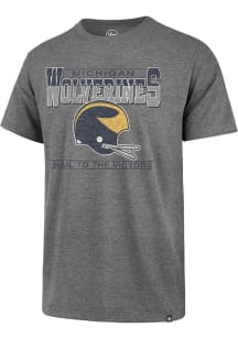 47 Michigan Wolverines Grey Superior Lacer Hockey Short Sleeve Fashion T Shirt