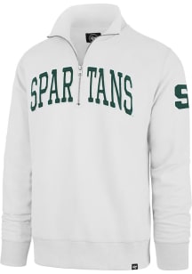 47 Michigan State Spartans Mens White Striker Long Sleeve 1/4 Zip Fashion Pullover