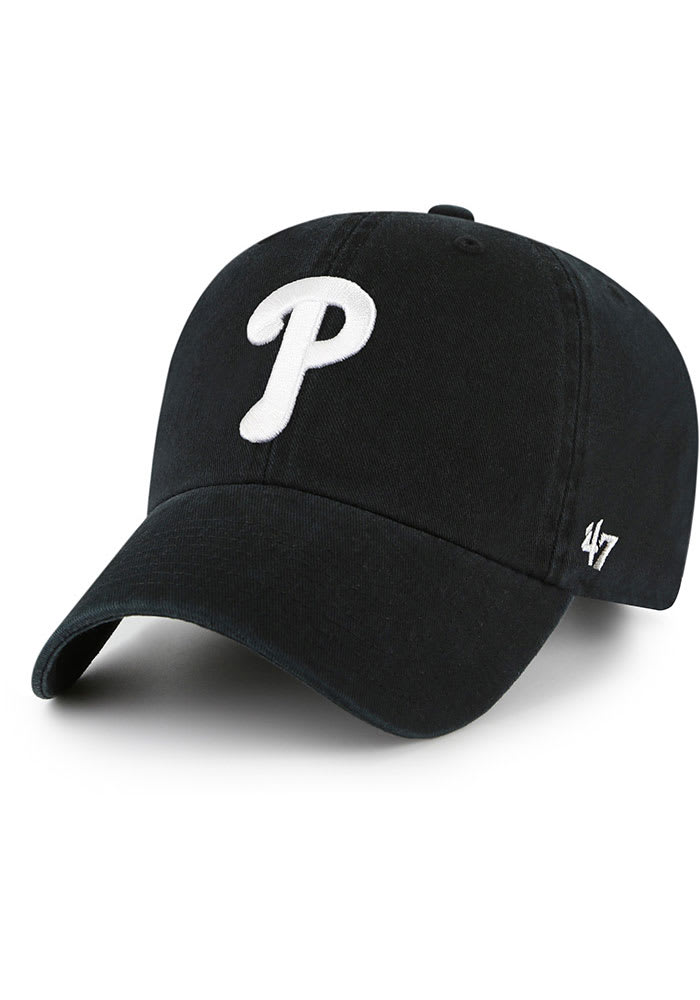 47 Philadelphia Phillies BLACK White Logo Clean Up Adjustable Hat