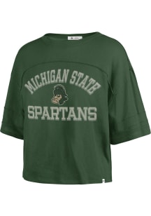 47 Michigan State Spartans Womens Green Half Moon Short Sleeve T-Shirt