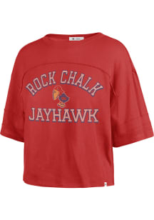 47 Kansas Jayhawks Womens Red Half Moon Short Sleeve T-Shirt