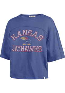 47 Kansas Jayhawks Womens Blue Half Moon Short Sleeve T-Shirt