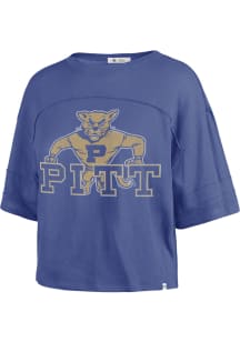47 Pitt Panthers Womens Blue Half Moon Short Sleeve T-Shirt