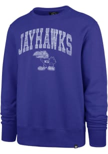 47 Kansas Jayhawks Mens Blue Coltrain Headline Long Sleeve Fashion Sweatshirt