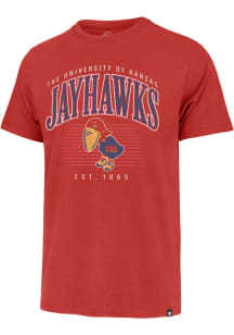 47 Kansas Jayhawks Red Double Header Franklin Short Sleeve Fashion T Shirt