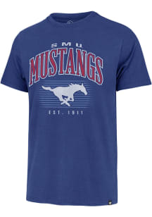 47 SMU Mustangs Blue Double Header Franklin Short Sleeve Fashion T Shirt