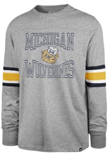 47 Michigan Wolverines Grey Cover Two Brex Long Sleeve Fashion T Shirt