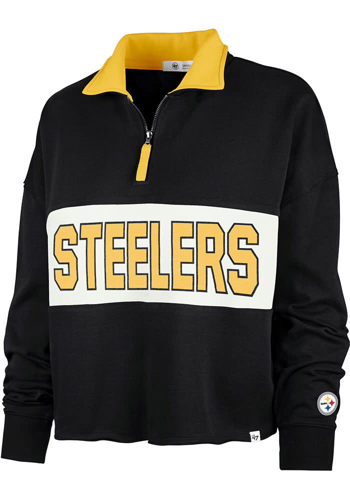 Pittsburgh Steelers 47 Womens Black Next Level Long Sleeve 1/4 Zip