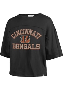 47 Cincinnati Bengals Womens Black Half Moon Short Sleeve T-Shirt