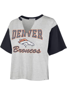 47 Denver Broncos Womens Grey Dolly Crop Short Sleeve T-Shirt