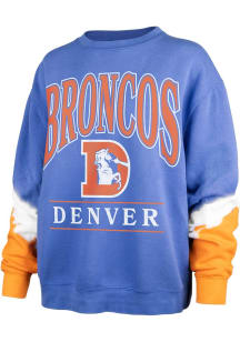 47 Denver Broncos Womens Blue Sleeve Dye Crew Sweatshirt
