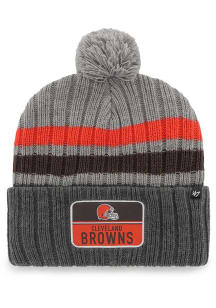 47 Cleveland Browns Grey Gray Stack Knit Mens Knit Hat