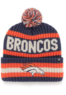 47 Denver Broncos Navy Blue Bering Cuff Pom Mens Knit Hat