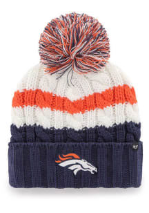 47 Denver Broncos White Ashfield Cuff Pom Womens Knit Hat
