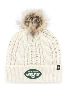 47 New York Jets White Meeko Cuff Pom Womens Knit Hat