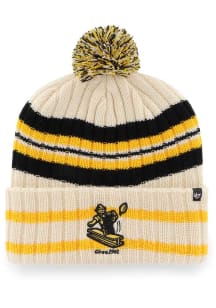 47 Pittsburgh Steelers White Retro Hone Cuff Pom Mens Knit Hat