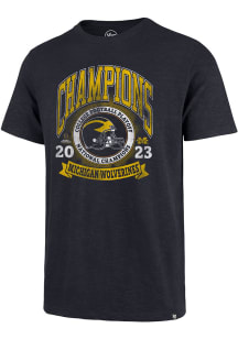 47 Michigan Wolverines Navy Blue 2023 National Champions Football Short Sleeve Fashion T Shirt