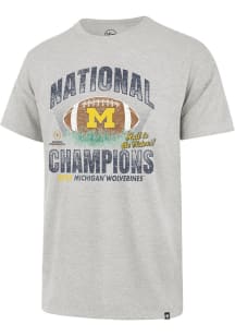 47 Michigan Wolverines Grey 2023 National Champions Circle Short Sleeve Fashion T Shirt