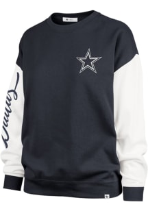 47 Dallas Cowboys Womens Navy Blue Gridiron Andie Crew Sweatshirt