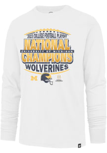 47 Michigan Wolverines White 2023 National Champions Laces Long Sleeve Fashion T Shirt