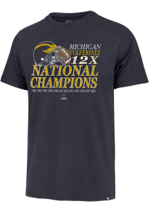 47 Michigan Wolverines Navy Blue 2023 National Champions 12X Short Sleeve Fashion T Shirt